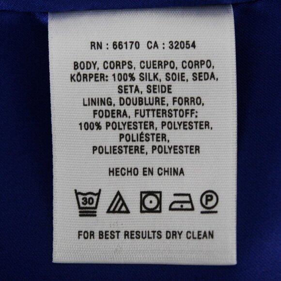 Sariah Sz 6 Royal Blue Multi Lined Back Buttons Peplum Silk Polyester Top - Picture 7 of 12